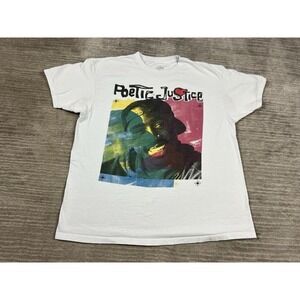 Poetic Justice Tupac T-Shirt Mens XL White Short Sleeve 2Pac Graphic‎ Print